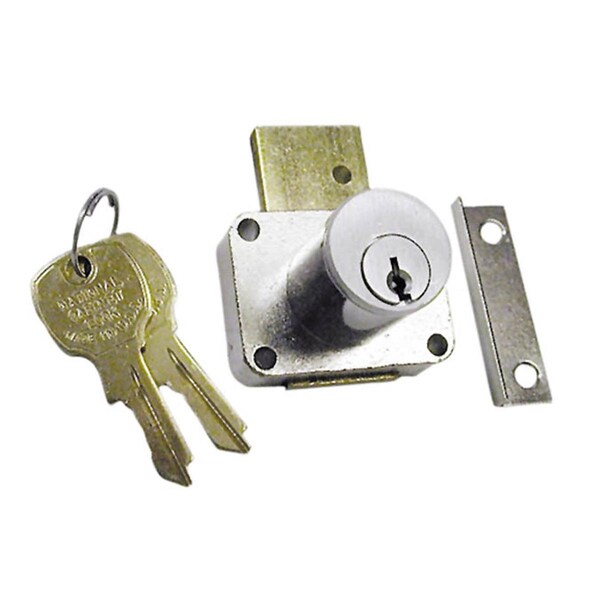 National Lock .88 In. Cylinder Pin Tumbler Drawer Locks With Key 107 - Dull Chrome NA136957 - main